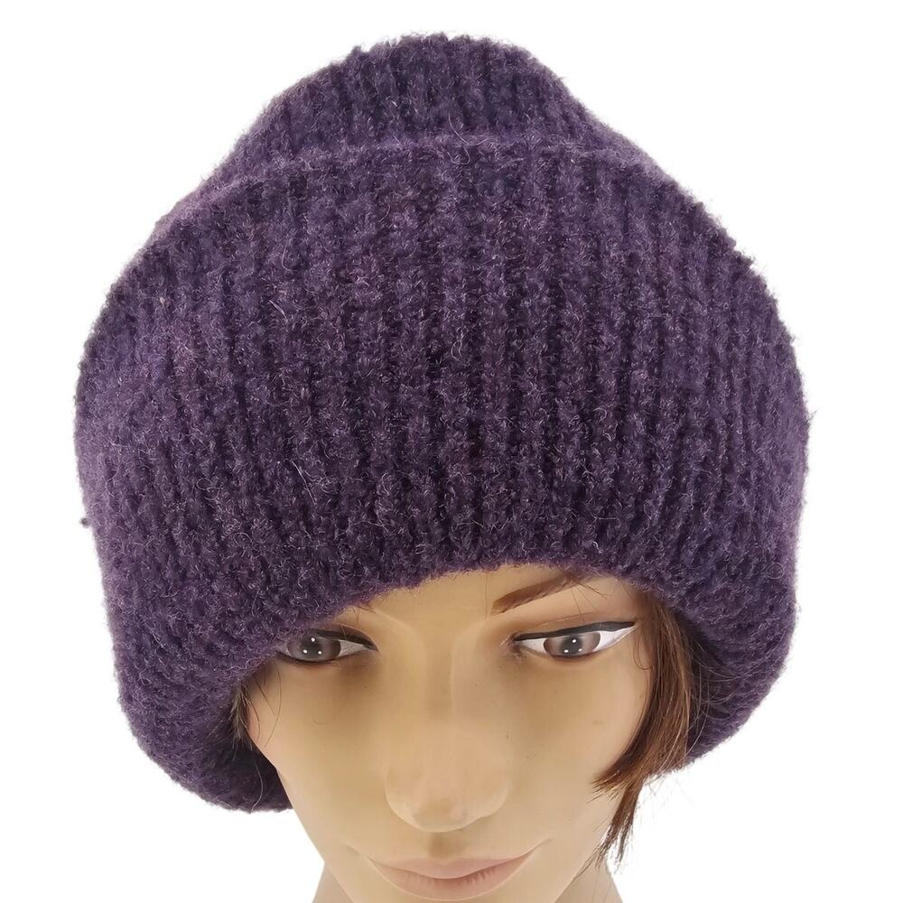 Harley of Scotland Purple Merino Wool Blend Beanie Hat OS Ski Winterwear NEW